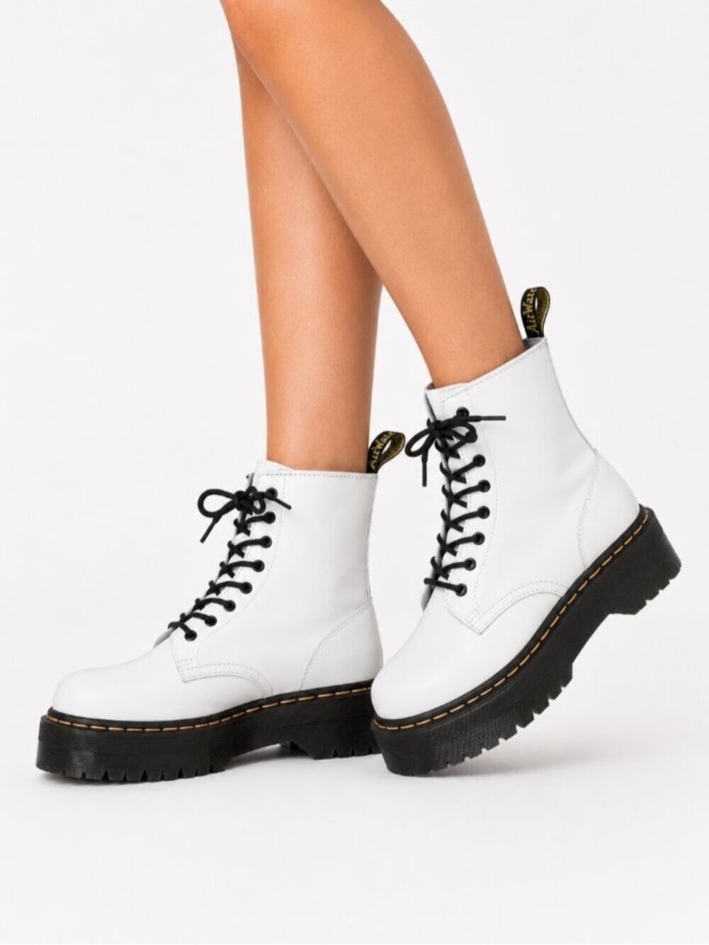 Dr. Martens Jadon White Boot Smooth Leather Platforms